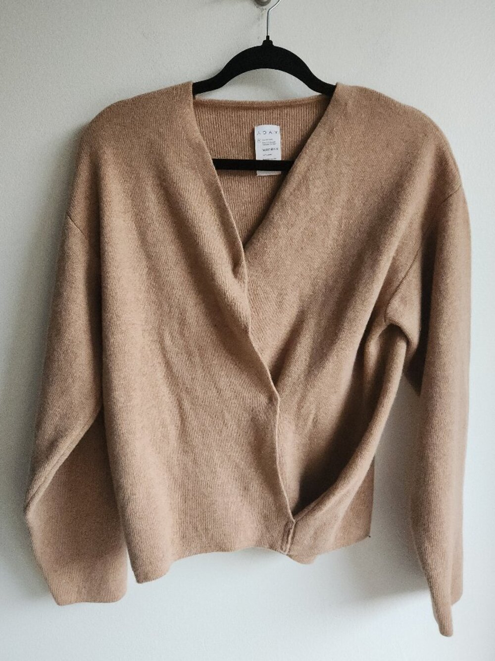 ADAY Camel Cashmere Wool Soft Landing Wrap Sweater - Sz M